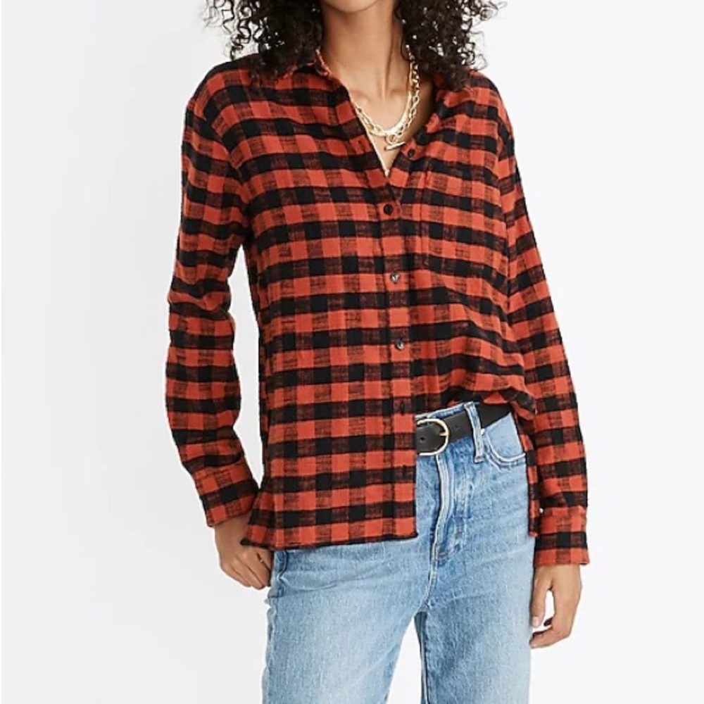 Madewell Flannel Oversized Ex-Boyfriend Shirt in Buffalo Check